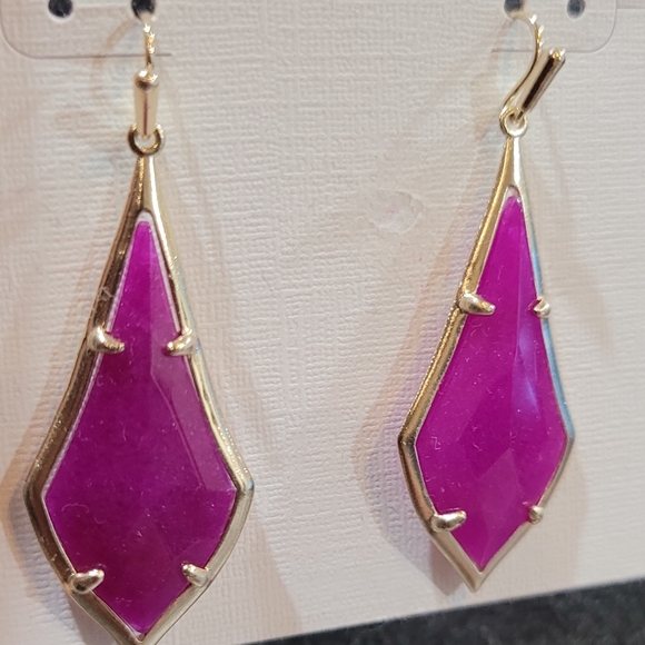 NWT Kendra Scott Faceted Earrings Purple Jade and Gold . So pretty! - Picture 8 of 9